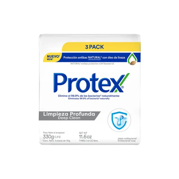 1616 Jabon Antibacterial Protex Limpieza Profunda 3 Pack, 110g