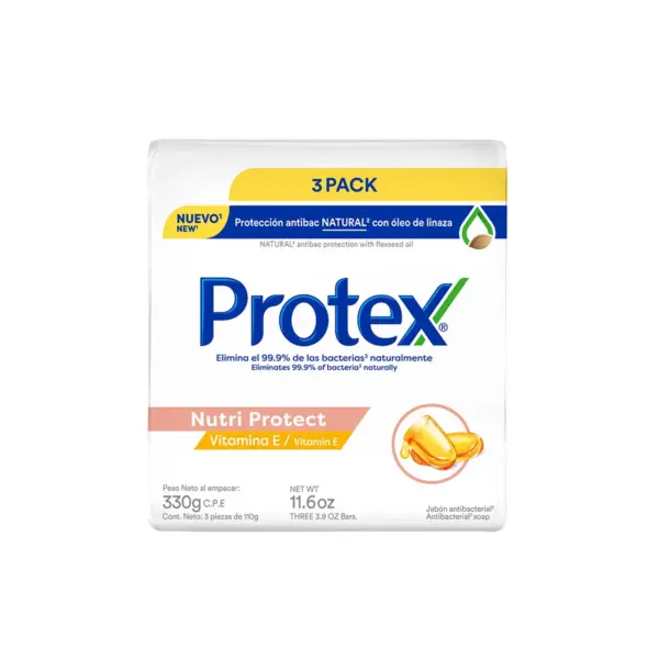 1694 Jabon Antibacterial Protex Vitamina E 3 Pack, 110g