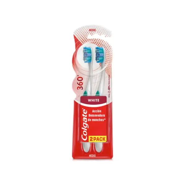 1743 Cepillo de Dientes Colgate 360 Luminous White - Medio 2 Pack