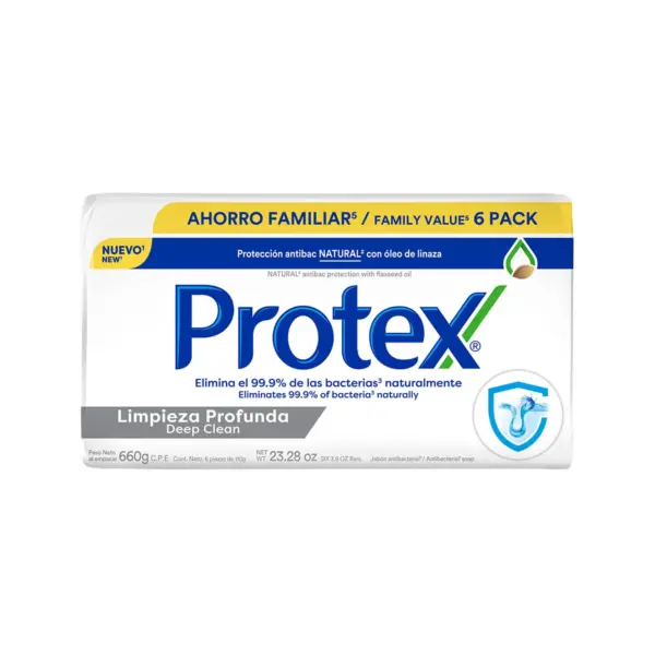 3022 Jabon Antibacterial Protex Limpieza Profunda 6 Pack, 110g