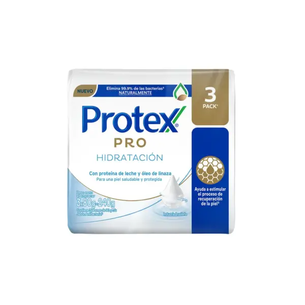 3275 Jabon Hidratante Antibacterial Protex Pro Hidratacion 3 Pack, 80gr