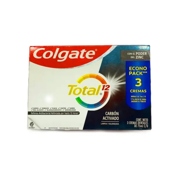 3302 Pasta de Dientes Colgate Total Carbon Activado 3 pack 75ml